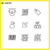 User Interface Pack of 9 Basic Outlines of medical work repair man label Editable Vector Design Elements