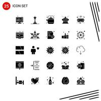 25 Universal Solid Glyphs Set for Web and Mobile Applications providence modern camping eye teapot Editable Vector Design Elements