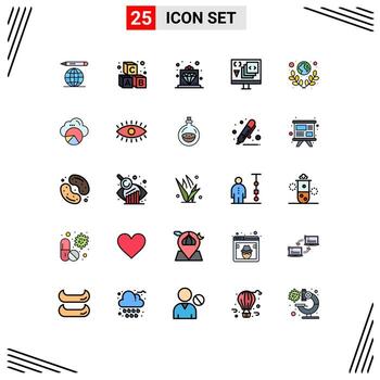 Stock Vector Icon Pack of 25 Line Signs and Symbols for green programming premium development coding Editable Vector Design Elements