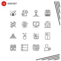 Set of 16 Vector Outlines on Grid for learning ebook a book performance award Editable Vector Design Elements