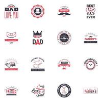 Happy fathers day greeting cards set 16 Black and Pink Vector typography lettering Usable for banners print You are the best dad text design Editable Vector Design Elements