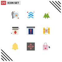 9 User Interface Flat Color Pack of modern Signs and Symbols of contact strawberry direction jar trees Editable Vector Design Elements