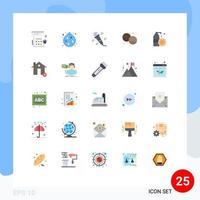 Universal Icon Symbols Group of 25 Modern Flat Colors of cleaning aerosol microphone food donut Editable Vector Design Elements