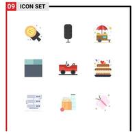 9 User Interface Flat Color Pack of modern Signs and Symbols of van military food wireframe shop Editable Vector Design Elements