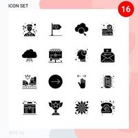 Set of 16 Modern UI Icons Symbols Signs for computing secure mark payment research Editable Vector Design Elements