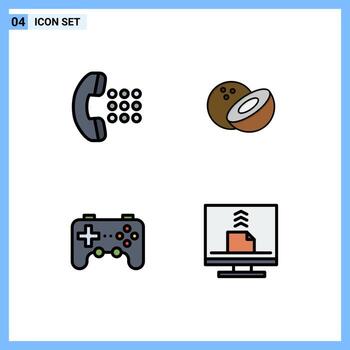 4 colores planos de línea de llenado de vectores temáticos y símbolos editables de aplicaciones joystick controlador de teléfono computadora elementos de diseño de vectores editables