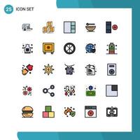 Group of 25 Filled line Flat Colors Signs and Symbols for apron new grid cell kitchen Editable Vector Design Elements