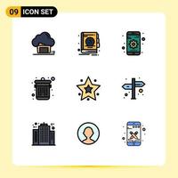 9 Creative Icons Modern Signs and Symbols of star favorite gear trash delete Editable Vector Design Elements