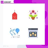 4 User Interface Flat Icon Pack of modern Signs and Symbols of tag celebration logistic roses browser Editable Vector Design Elements