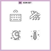 Line Pack of 4 Universal Symbols of hardware magnifying glass wireless ribbon search Editable Vector Design Elements