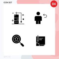 paquete de 4 signos y símbolos de glifos sólidos modernos para medios de impresión web, como elementos de diseño de vectores editables de contrato humano de avatar inmobiliario de buceo