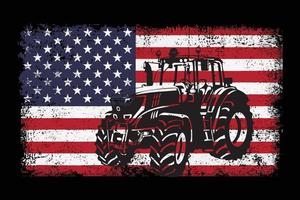 Vintage Flag Tractor Design vector