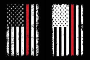 Thin Red Line With USA Flag Design vector