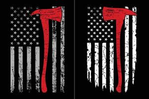 Thin Red Line Axe Design vector