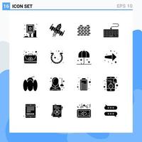 Group of 16 Solid Glyphs Signs and Symbols for aid keys alien keyboard security Editable Vector Design Elements