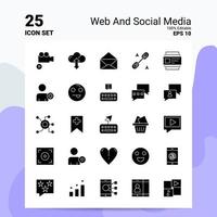 25 Web and Social Media Icon Set 100 Editable EPS 10 Files Business Logo Concept Ideas Solid Glyph icon design vector