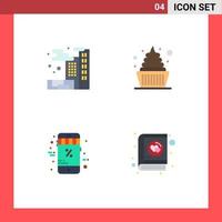 Modern Set of 4 Flat Icons and symbols such as city christmas cream sweets book Editable Vector Design Elements