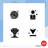 Set of 4 Commercial Solid Glyphs pack for money prize business personal arrow Editable Vector Design Elements