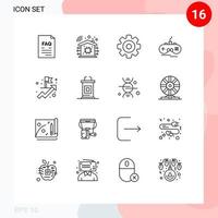 Pictogram Set of 16 Simple Outlines of business gamepad gear xbox joystick Editable Vector Design Elements