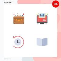 4 paquete de iconos planos de interfaz de usuario de signos y símbolos modernos de elementos de diseño vectorial editables de la máquina del tiempo del seminario web de aprendizaje de copia de seguridad empresarial vector