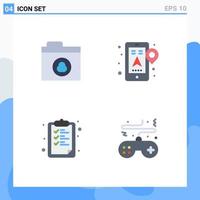 Modern Set of 4 Flat Icons Pictograph of cloud school gps navigation game Editable Vector Design Elements