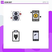 Universal Icon Symbols Group of 4 Modern Filledline Flat Colors of computer electric speaker sign smart phone Editable Vector Design Elements