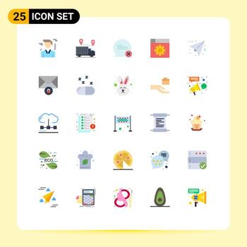 paquete de línea de vector editable de 25 colores planos simples de configuración de chat de mensaje de plan elementos de diseño de vector editable web