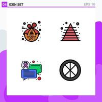 Set of 4 Modern UI Icons Symbols Signs for note communication thanksgiving marketing decoration Editable Vector Design Elements
