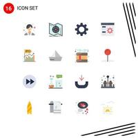 Pack of 16 Modern Flat Colors Signs and Symbols for Web Print Media such as ipo development basic develop app Editable Pack of Creative Vector Design Elements