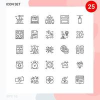 Group of 25 Modern Lines Set for bag menu questionnaire interface people Editable Vector Design Elements