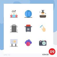 Mobile Interface Flat Color Set of 9 Pictograms of mail dustbin sea business hair Editable Vector Design Elements