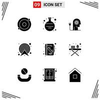 Mobile Interface Solid Glyph Set of 9 Pictograms of address map ability direction arrow Editable Vector Design Elements