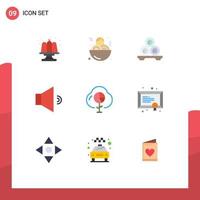 9 Flat Color concept for Websites Mobile and Apps economy cloud relax volume sound Editable Vector Design Elements