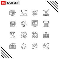 16 Creative Icons Modern Signs and Symbols of notebook moleskin analytics diary mask Editable Vector Design Elements