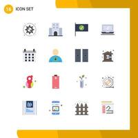 Universal Icon Symbols Group of 16 Modern Flat Colors of calendar imac travelling device computer Editable Pack of Creative Vector Design Elements