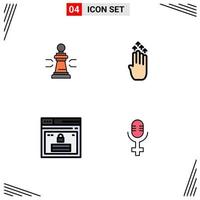 paquete de iconos de vectores de stock de 4 signos y símbolos de líneas para figuras de gestos de ajedrez tácticas hasta elementos de diseño de vectores editables