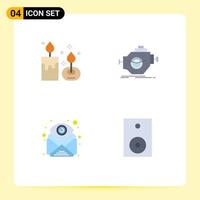 4 Universal Flat Icons Set for Web and Mobile Applications aroma performance candle industry email Editable Vector Design Elements