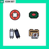 Pictogram Set of 4 Simple Filledline Flat Colors of crosshair light target bangla process Editable Vector Design Elements