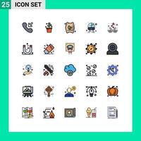 paquete de 25 modernos signos y símbolos de colores planos de línea rellena para medios de impresión web, como elementos de diseño de vectores editables públicos del tren de harina de vehículos de aves