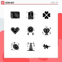 paquete de iconos de vector de stock de 9 signos y símbolos de línea para regalo amor fiesta corazón elementos de diseño de vector editables favoritos