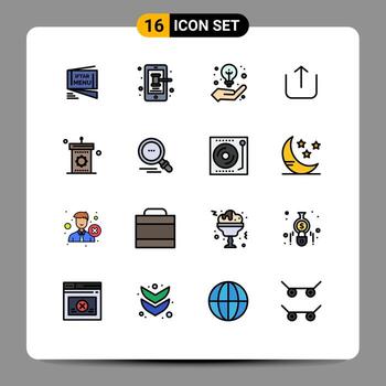 Stock Vector Icon Pack of 16 Line Signs and Symbols for speaker upload trade up creative idea Editable Creative Vector Design Elements
