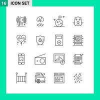 Editable Vector Line Pack of 16 Simple Outlines of dad space person alien space Editable Vector Design Elements