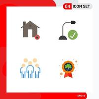 Stock Vector Icon Pack of 4 Line Signs and Symbols for buildings hardware lock connected leader Editable Vector Design Elements