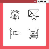 Group of 4 Filledline Flat Colors Signs and Symbols for campaigns weather seo send photography Editable Vector Design Elements