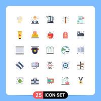 Paquete de 25 colores planos de interfaz de usuario de signos y símbolos modernos de elementos de diseño de vector editables de apartamento de azada de hotel de trabajo de datos