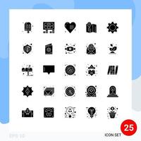 25 User Interface Solid Glyph Pack of modern Signs and Symbols of gadget hotel event pin location Editable Vector Design Elements