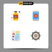 Set of 4 Vector Flat Icons on Grid for art data paint mobile page Editable Vector Design Elements