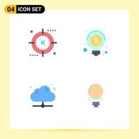 Mobile Interface Flat Icon Set of 4 Pictograms of engine cloud optimization business share Editable Vector Design Elements