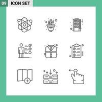 Outline Pack of 9 Universal Symbols of shirt professional ability hardware job skills professional skills Editable Vector Design Elements