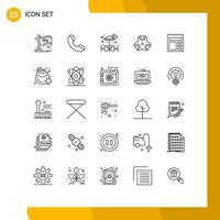 Universal Icon Symbols Group of 25 Modern Lines of ui document table health biological Editable Vector Design Elements